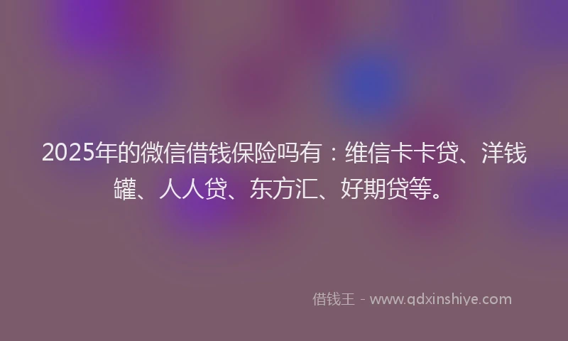2025年的微信借钱保险吗有：维信卡卡贷、洋钱罐、人人贷、东方汇、好期贷等。