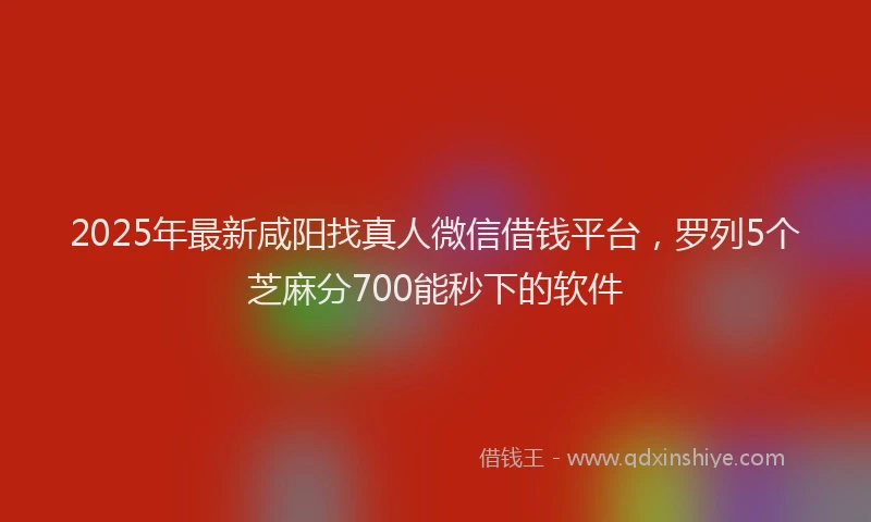 2025年最新咸阳找真人微信借钱平台，罗列5个芝麻分700能秒下的软件