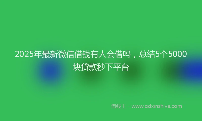 2025年最新微信借钱有人会借吗，总结5个5000块贷款秒下平台