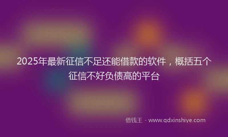 2025年最新征信不足还能借款的软件，概括五个征信不好负债高的平台