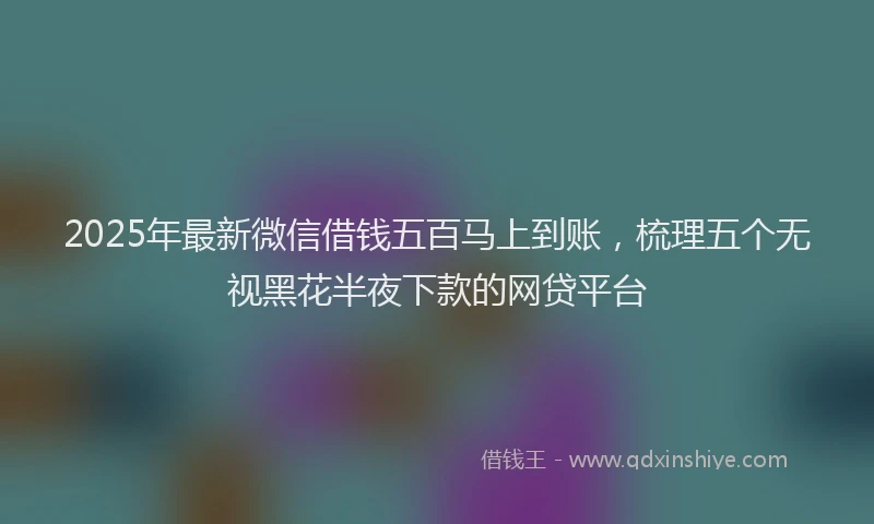 2025年最新微信借钱五百马上到账，梳理五个无视黑花半夜下款的网贷平台