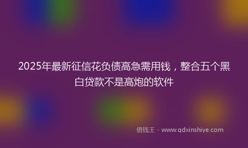 2025年最新征信花负债高急需用钱，整合五个黑白贷款不是高炮的软件