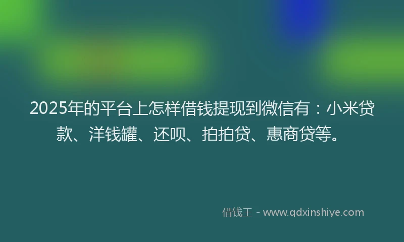 2025年的平台上怎样借钱提现到微信有：小米贷款、洋钱罐、还呗、拍拍贷、惠商贷等。