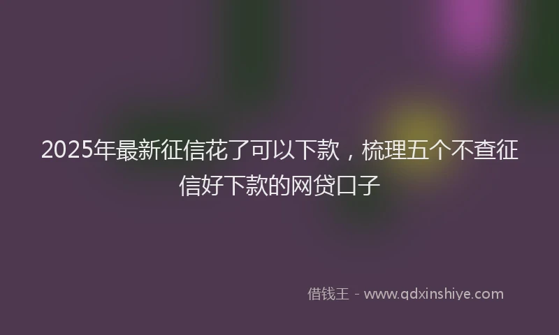 2025年最新征信花了可以下款，梳理五个不查征信好下款的网贷口子