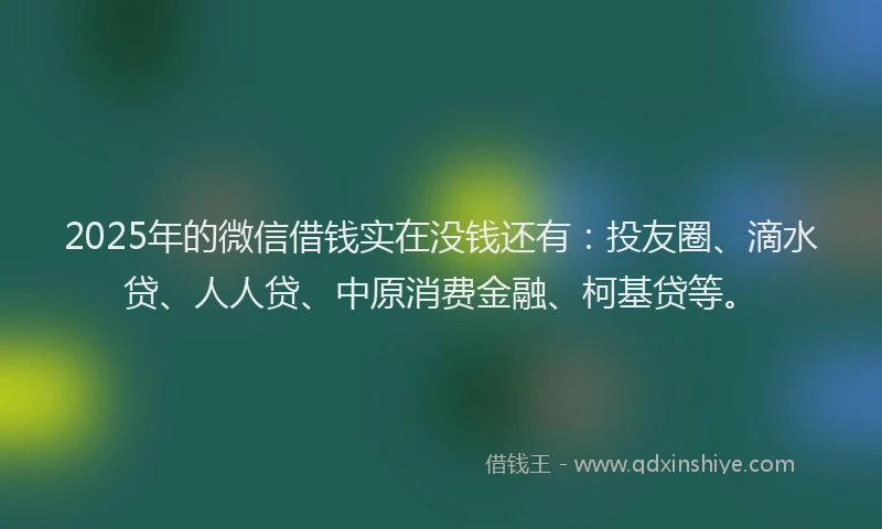 2025年的微信借钱实在没钱还有：投友圈、滴水贷、人人贷、中原消费金融、柯基贷等。