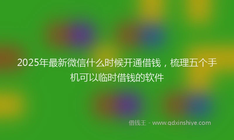 2025年最新微信什么时候开通借钱，梳理五个手机可以临时借钱的软件