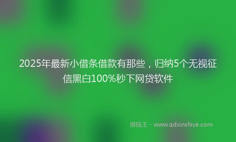 2025年最新小借条借款有那些，归纳5个无视征信黑白100%秒下网贷软件