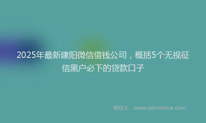 2025年最新建阳微信借钱公司，概括5个无视征信黑户必下的贷款口子