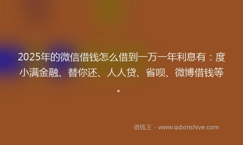 2025年的微信借钱怎么借到一万一年利息有：度小满金融、替你还、人人贷、省呗、微博借钱等。