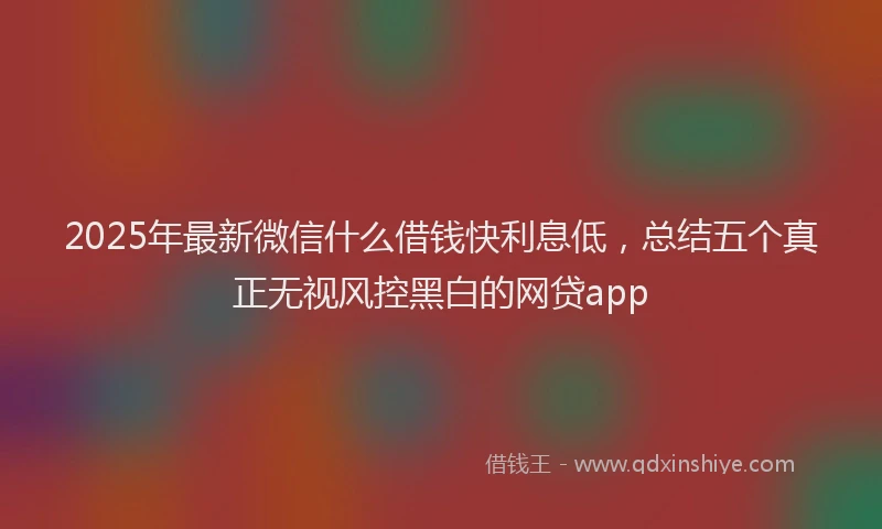 2025年最新微信什么借钱快利息低，总结五个真正无视风控黑白的网贷app