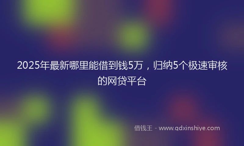 2025年最新哪里能借到钱5万，归纳5个极速审核的网贷平台