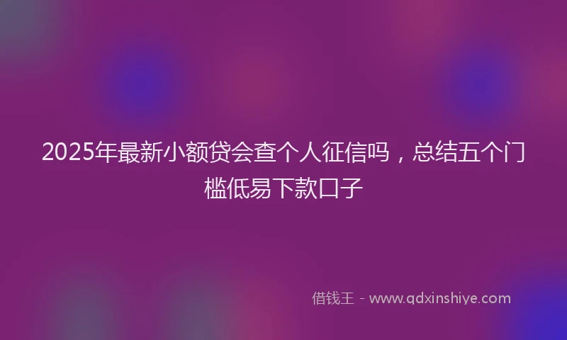 2025年最新小额贷会查个人征信吗，总结五个门槛低易下款口子