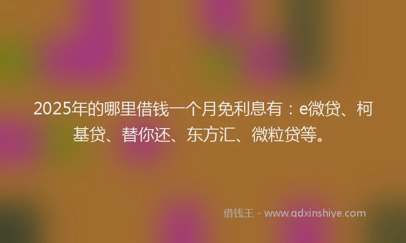 2025年的哪里借钱一个月免利息有：e微贷、柯基贷、替你还、东方汇、微粒贷等。