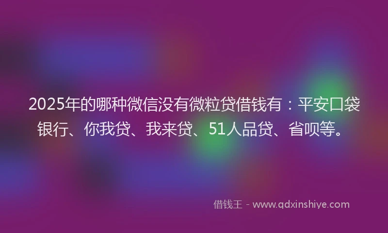 2025年的哪种微信没有微粒贷借钱有：平安口袋银行、你我贷、我来贷、51人品贷、省呗等。