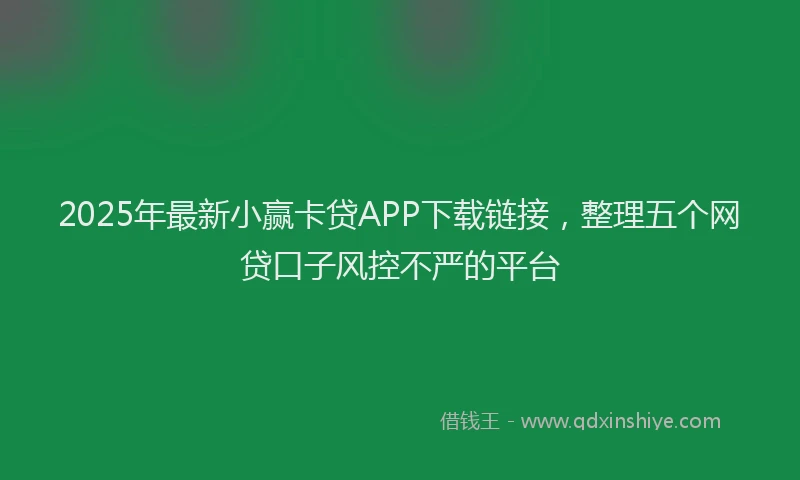 2025年最新小赢卡贷APP下载链接，整理五个网贷口子风控不严的平台