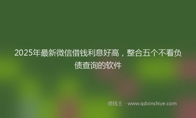 2025年最新微信借钱利息好高，整合五个不看负债查询的软件