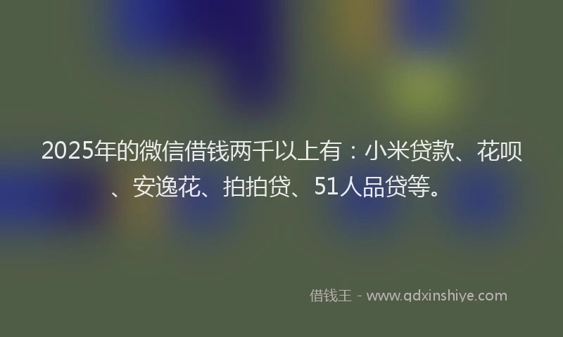 2025年的微信借钱两千以上有：小米贷款、花呗、安逸花、拍拍贷、51人品贷等。