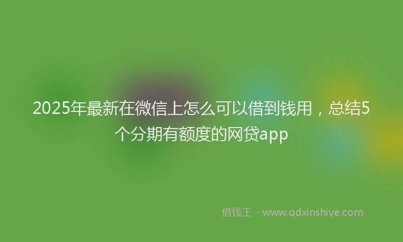 2025年最新在微信上怎么可以借到钱用，总结5个分期有额度的网贷app