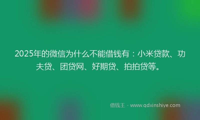2025年的微信为什么不能借钱有：小米贷款、功夫贷、团贷网、好期贷、拍拍贷等。