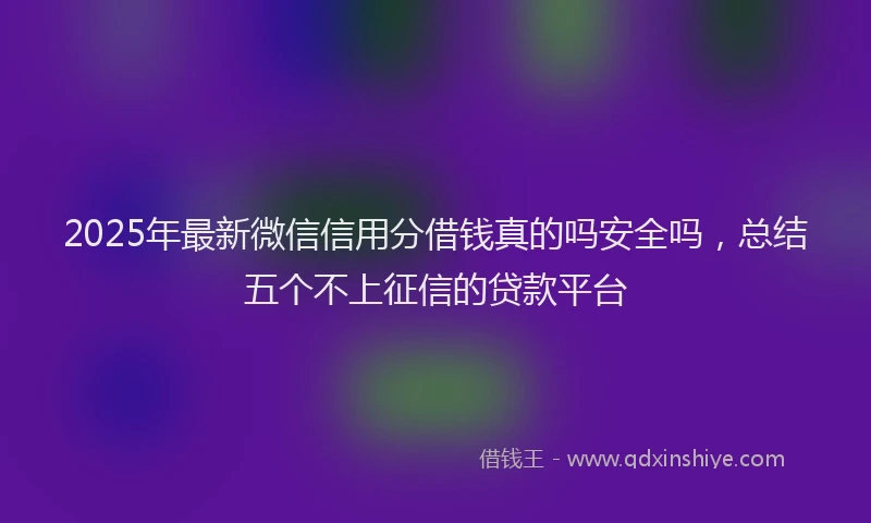 2025年最新微信信用分借钱真的吗安全吗，总结五个不上征信的贷款平台