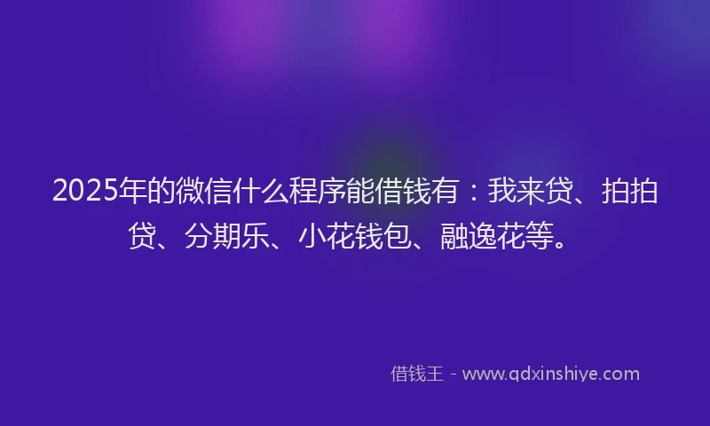 2025年的微信什么程序能借钱有：我来贷、拍拍贷、分期乐、小花钱包、融逸花等。