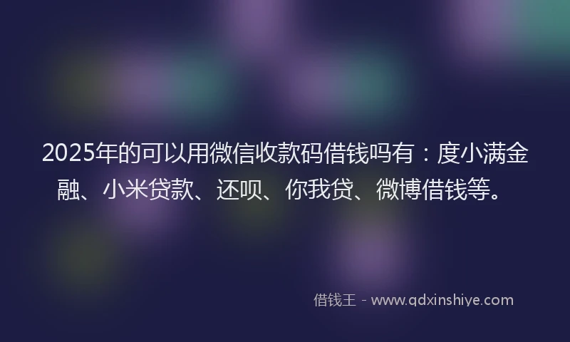 2025年的可以用微信收款码借钱吗有：度小满金融、小米贷款、还呗、你我贷、微博借钱等。