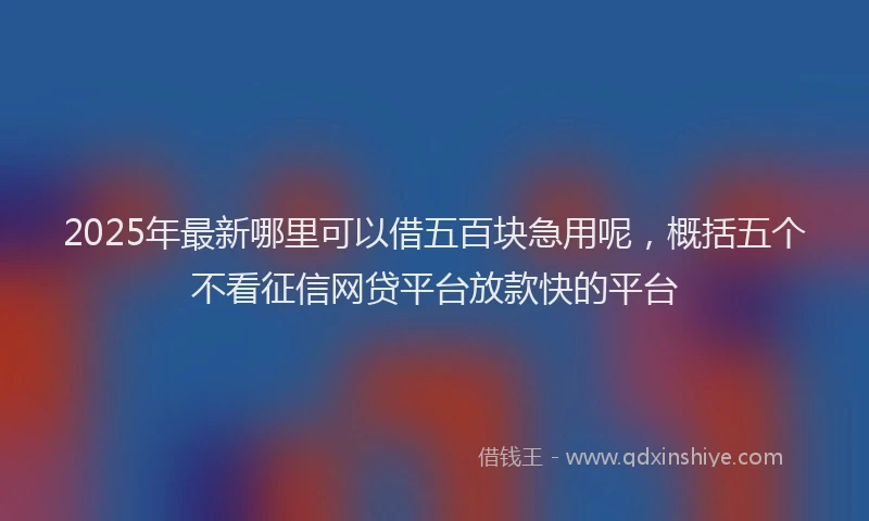 2025年最新哪里可以借五百块急用呢，概括五个不看征信网贷平台放款快的平台