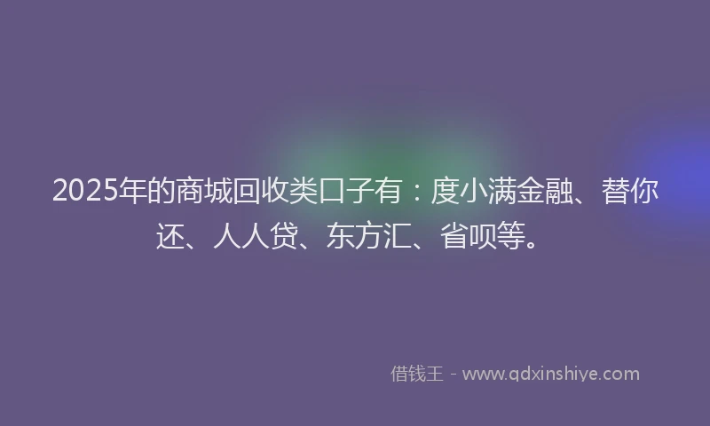 2025年的商城回收类口子有：度小满金融、替你还、人人贷、东方汇、省呗等。
