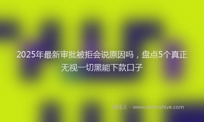2025年最新审批被拒会说原因吗，盘点5个真正无视一切黑能下款口子