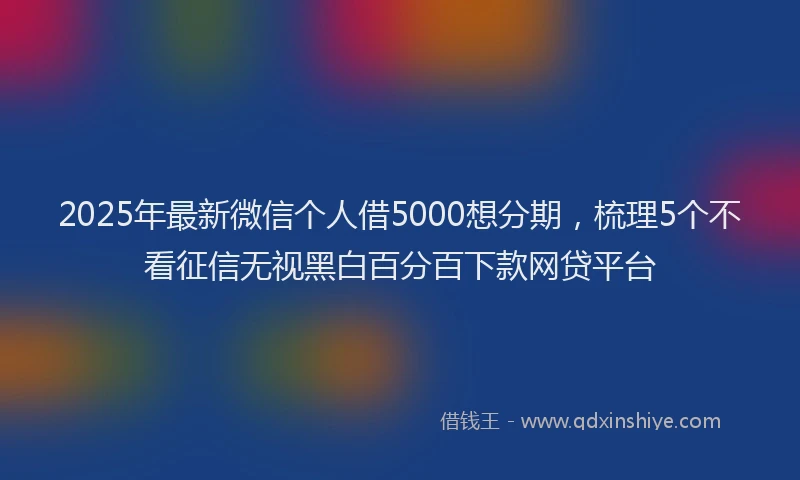 2025年最新微信个人借5000想分期，梳理5个不看征信无视黑白百分百下款网贷平台