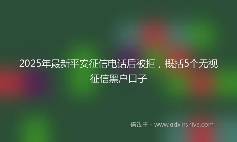 2025年最新平安征信电话后被拒，概括5个无视征信黑户口子