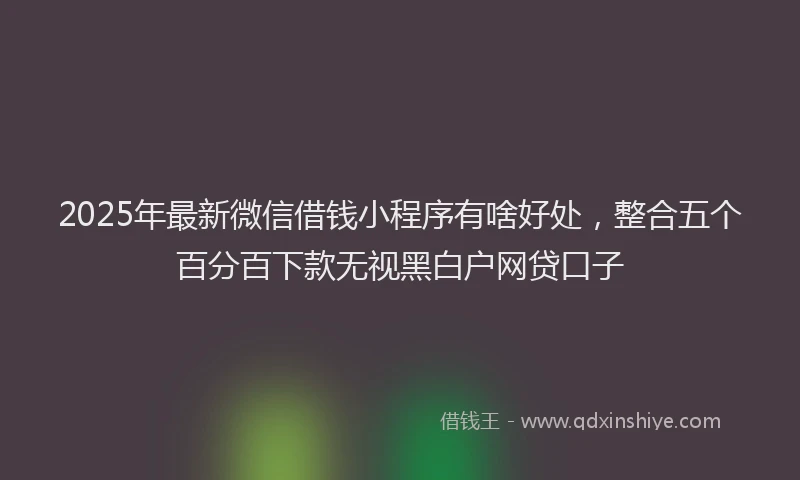 2025年最新微信借钱小程序有啥好处，整合五个百分百下款无视黑白户网贷口子
