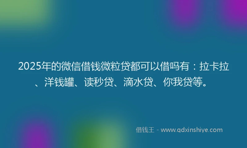 2025年的微信借钱微粒贷都可以借吗有：拉卡拉、洋钱罐、读秒贷、滴水贷、你我贷等。
