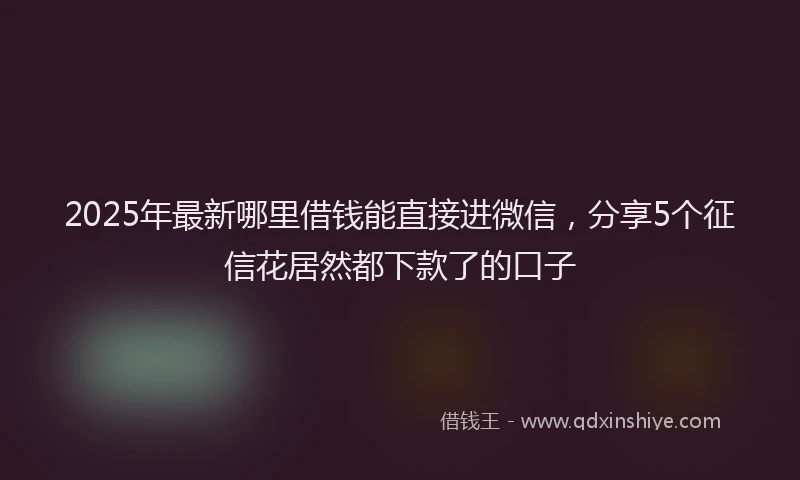 2025年最新哪里借钱能直接进微信，分享5个征信花居然都下款了的口子