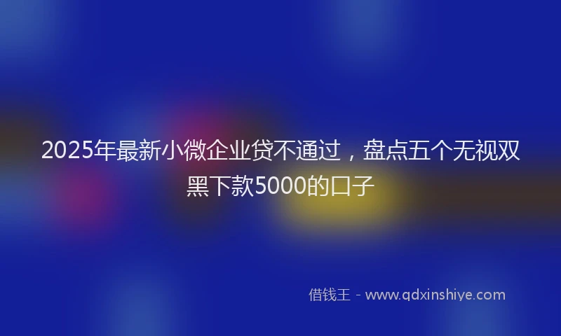 2025年最新小微企业贷不通过，盘点五个无视双黑下款5000的口子