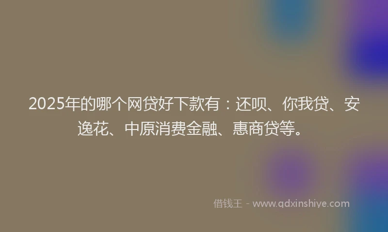 2025年的哪个网贷好下款有：还呗、你我贷、安逸花、中原消费金融、惠商贷等。