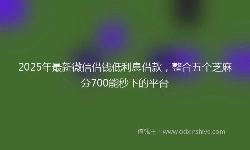 2025年最新微信借钱低利息借款，整合五个芝麻分700能秒下的平台