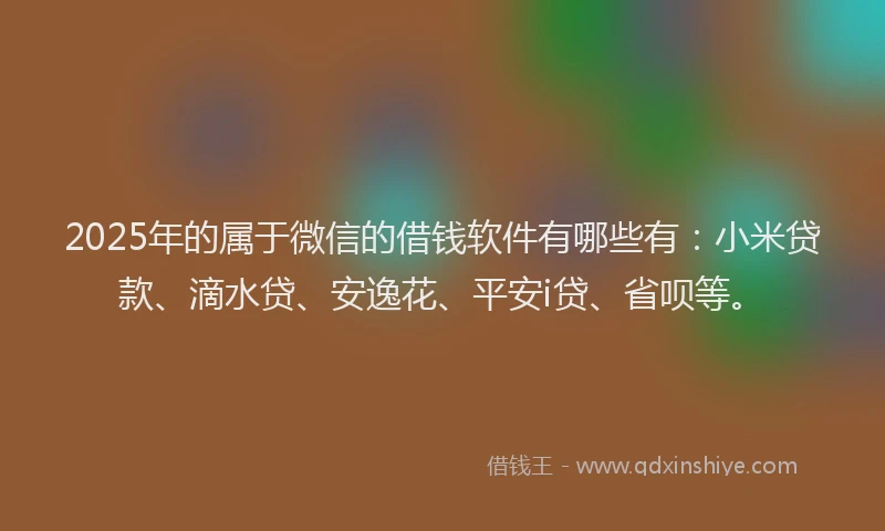 2025年的属于微信的借钱软件有哪些有：小米贷款、滴水贷、安逸花、平安i贷、省呗等。