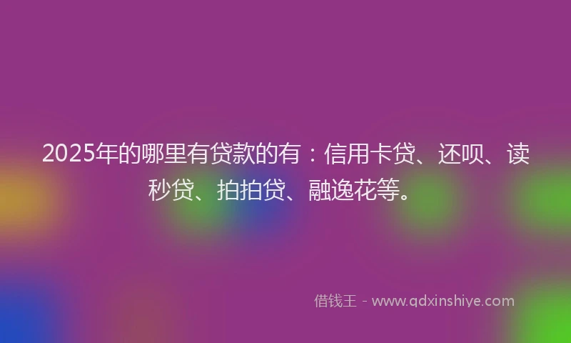 2025年的哪里有贷款的有：信用卡贷、还呗、读秒贷、拍拍贷、融逸花等。