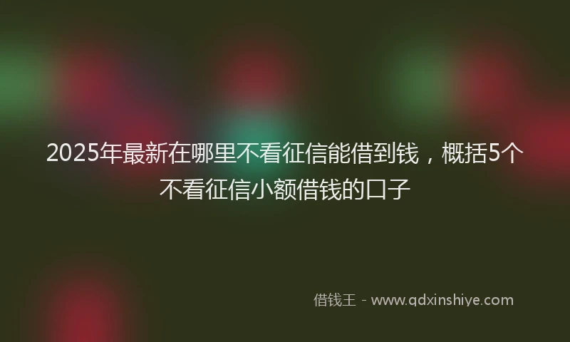 2025年最新在哪里不看征信能借到钱，概括5个不看征信小额借钱的口子