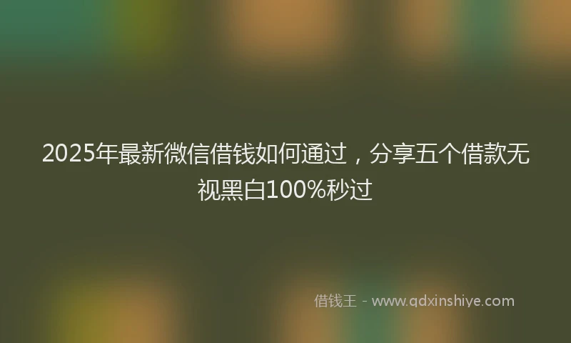 2025年最新微信借钱如何通过，分享五个借款无视黑白100%秒过