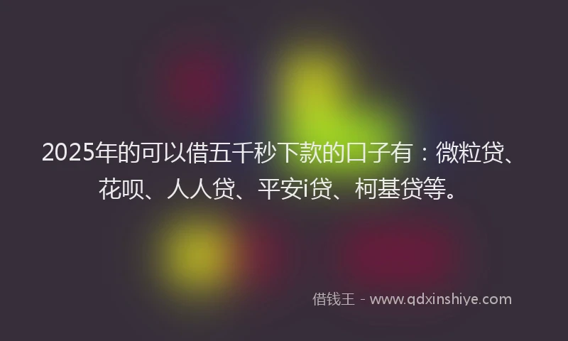 2025年的可以借五千秒下款的口子有：微粒贷、花呗、人人贷、平安i贷、柯基贷等。