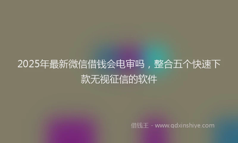 2025年最新微信借钱会电审吗，整合五个快速下款无视征信的软件