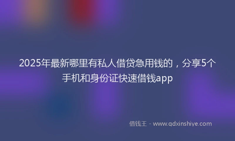 2025年最新哪里有私人借贷急用钱的，分享5个手机和身份证快速借钱app