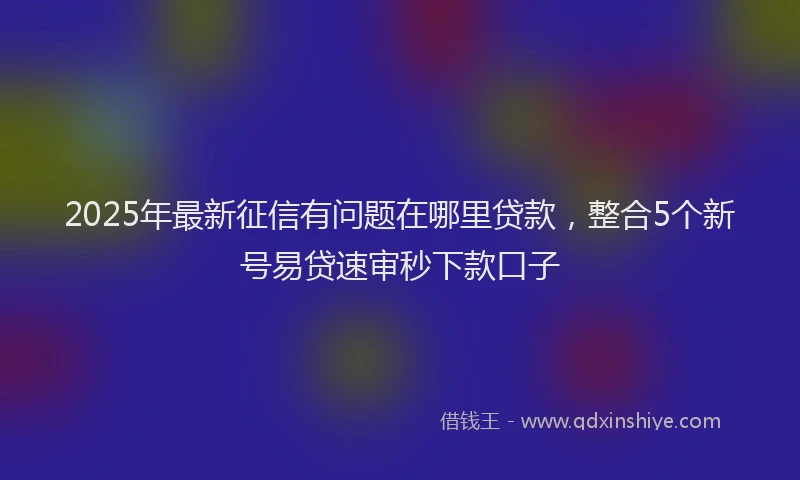 2025年最新征信有问题在哪里贷款，整合5个新号易贷速审秒下款口子