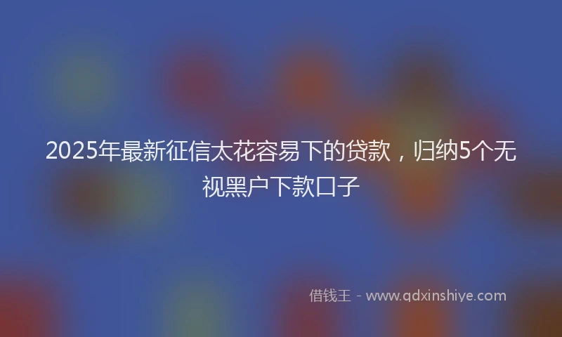 2025年最新征信太花容易下的贷款，归纳5个无视黑户下款口子