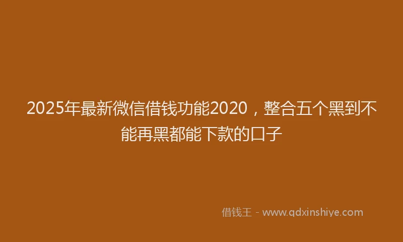 2025年最新微信借钱功能2020，整合五个黑到不能再黑都能下款的口子
