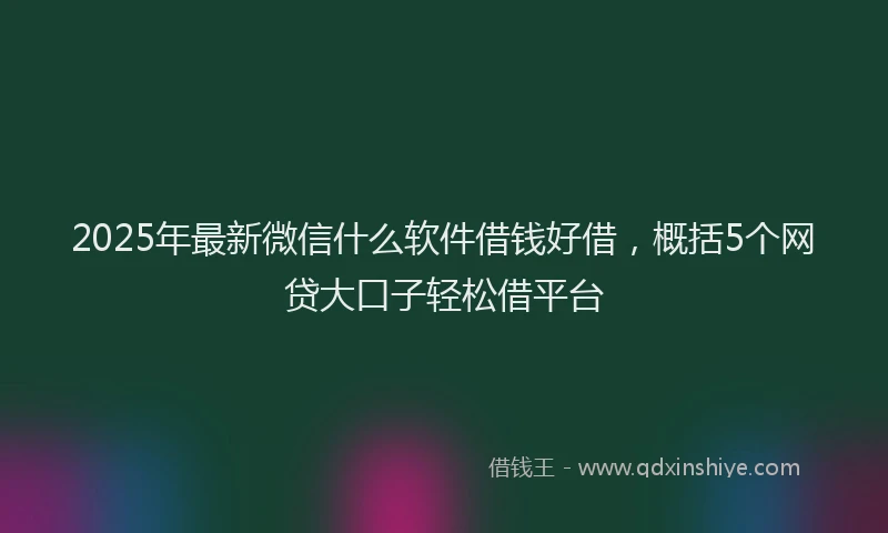 2025年最新微信什么软件借钱好借，概括5个网贷大口子轻松借平台