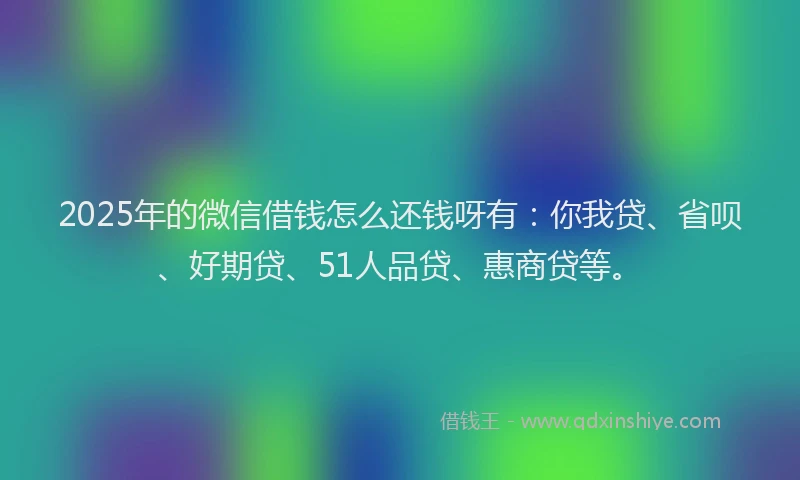 2025年的微信借钱怎么还钱呀有：你我贷、省呗、好期贷、51人品贷、惠商贷等。