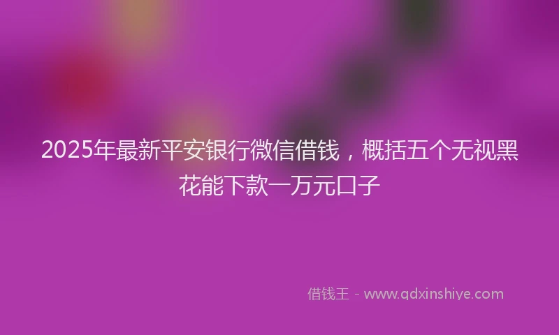 2025年最新平安银行微信借钱，概括五个无视黑花能下款一万元口子